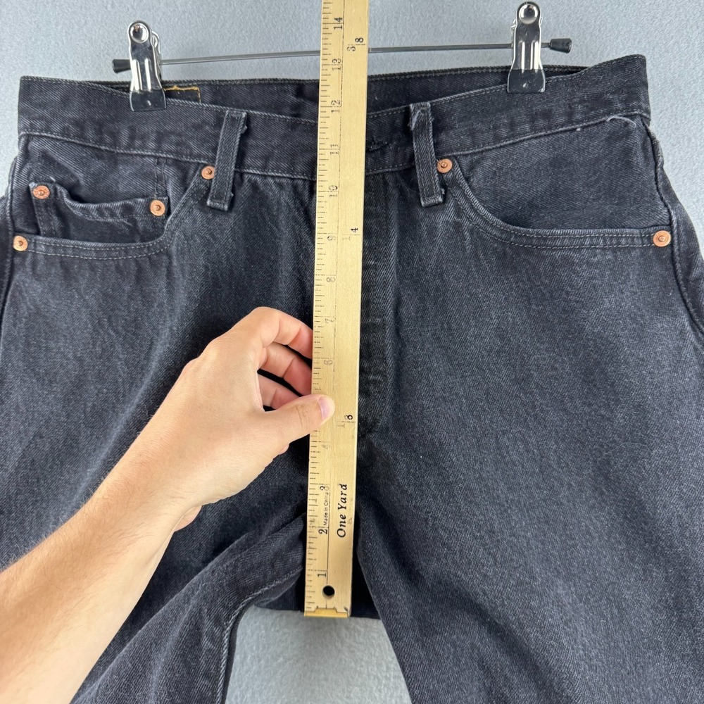 Levis Jeans Mens 33 (Fits 31x26) Black 501 Straight Leg Button Fly Y2K 2000s - Picture 12 of 16